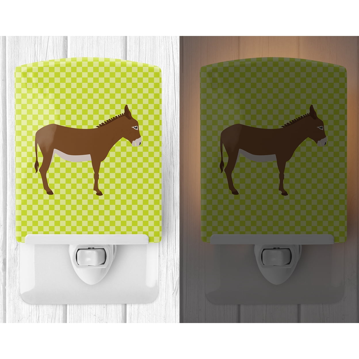 Caroline's Treasures BB7675CNL Cotentin Donkey Green Ceramic Night Light, 6x4x3", multicolor