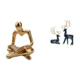 thumbnail image 1 of Escultura creativa abstracta de reno pensador, figura artesanal para sala de estar, decoración de oficina, adornos de ciervo sentado de pie., 1 of 8