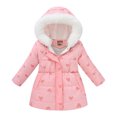 thumbnail image 2 of Hicidod Toddler Girls Winter Jacket Cute Print Padded Warm Puffer Down Coat Waist Zipper Windproof Hooded Cotton Outwear, 2 of 7