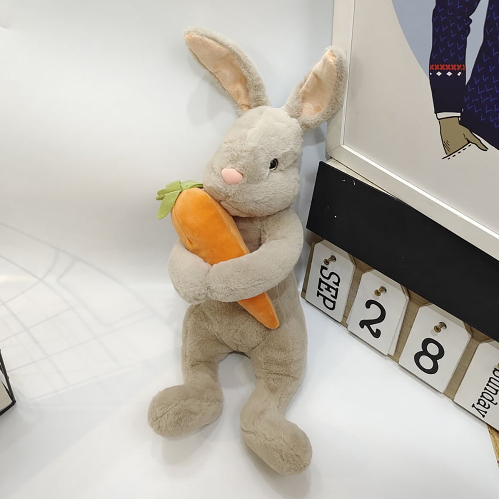 Rabbit Hold Carrot Doll Stuffed Plush Bunny Plush Toy Kids Sleeping Pet Buddy Cute Squishy Ragdoll Easter Decorations Bunny