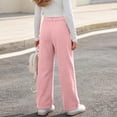 thumbnail image 4 of hotojiny Girls Corduroy Pants Casual Loose Wide Leg Kids Trousers with Pockets Comfy Pull on Plain Uniform Pants(Pink,15-16 Years), 4 of 8