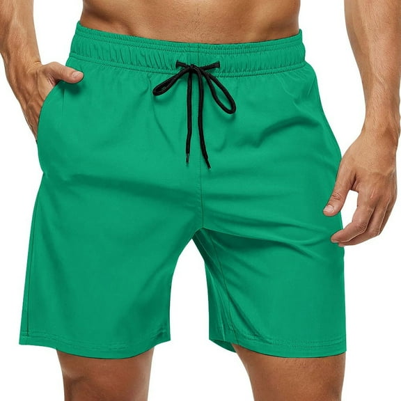 Men's Swim Trunks Quick Dry Bathing Suit Swimming Board Shorts Mesh Lining Beach Swimwear Green Munsell