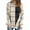 Beige, variant on Long Sleeved Women Turn-Down Collar Plaid Print Casual Button-Down Blouse Tops