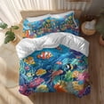 thumbnail image 2 of Ocean Underwater Queen Size Comforter Set, Marine Life Fish Octopus Coral Seagrass Bedding for All Seasons, 4 Pcs Bed Set, 1Quiltcover (90"x92") ,1Sheet(94"x116"), 2Pillowcases (30"x20"), 2 of 9