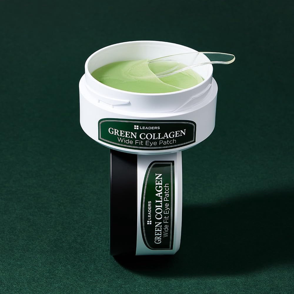 LEADERS Green Collagen Wide Fit Eye Patch – Vegan Hydrogel Firming Eye Patch, Deep Absorption, Helps Improve Fine Lines, Anti-Aging, Firming & Wrinkle Care, Gentle Formula for Sensitive Skin - 96g