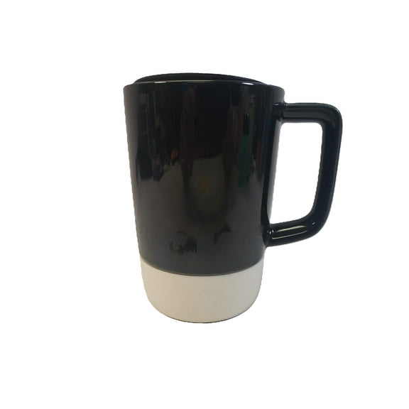 Starbucks Black with  White Rubber Bottom Ceramic Coffee Mug with Lid 14 oz