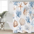 thumbnail image 2 of Small Stall Shower Curtain 36x72 Inch Narrow Half Size Coastal Ocean Bath Curtains Bathroom Decor Blue Yellow Coral Starfish Shell Gradient Waterproof Fabric Shower Curtain Set with Hooks 36 Inch, 2 of 6
