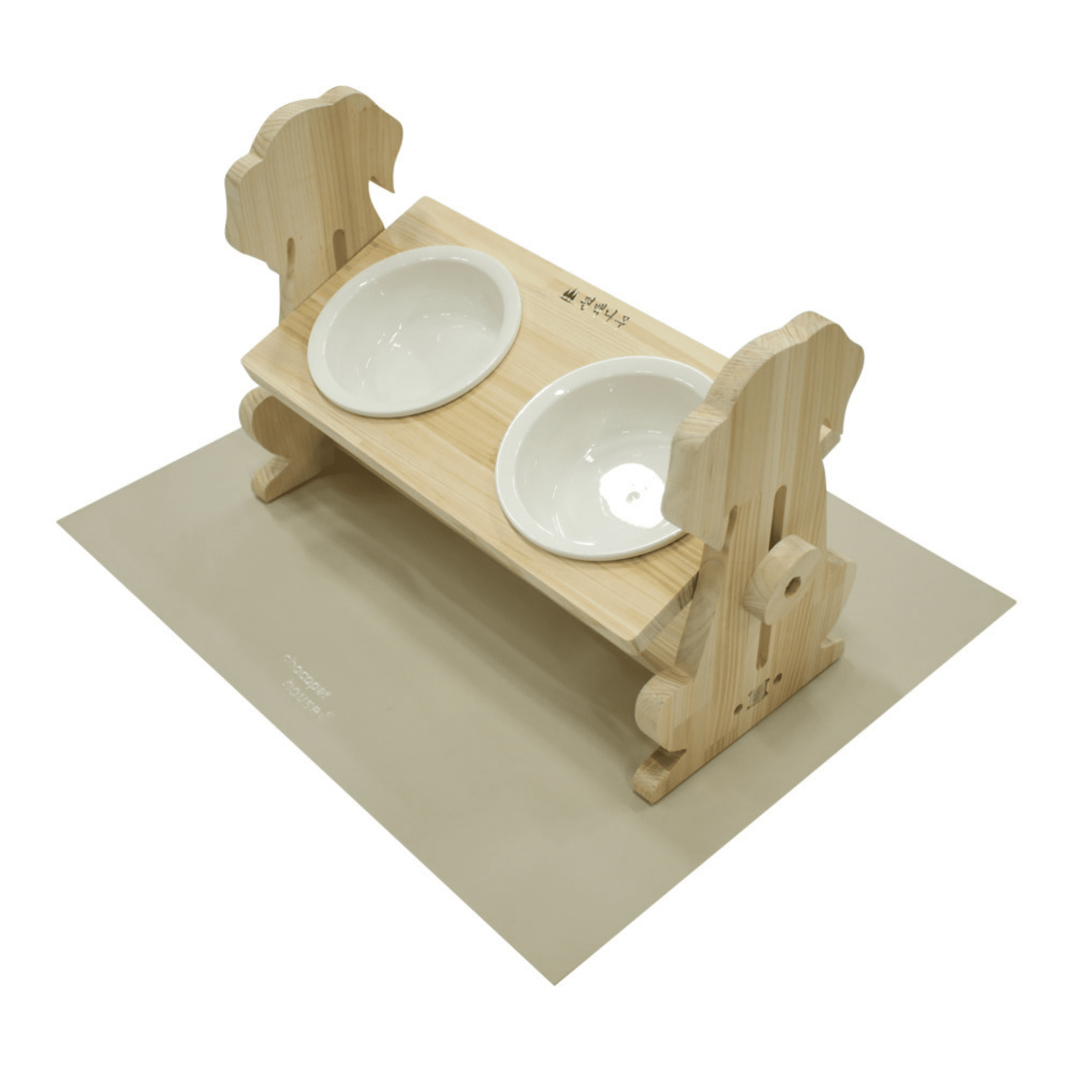 Cypress Wood Adjustable Bowl Set - For Dog & Cat Allergy Free Height Adjustable, Relaxing Angle, Sanitary Ceramic Dishes with high end furniture grade.
