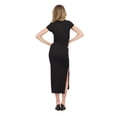 thumbnail image 2 of Forever 21 Women’s Short Sleeve Boatneck Midi Dress with Side Slit, Fitted Silhouette and Versatile Everyday to Evening Style, XS-XL, 2 of 6