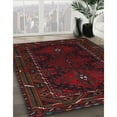 thumbnail image 3 of Ahgly Company Machine Washable Indoor Round Traditional Red Wine or Wine Red Area Rugs, 4' Round, 3 of 7