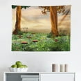 thumbnail image 1 of Green Tapestry, Forest Landscape at Sunrise Beams Trees Grass Field Rural Scenery Nature Peaceful Photo, Fabric Wall Hanging Decor for Bedroom Living Room Dorm, 2 Sizes, Green, by Ambesonne, 1 of 1
