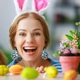 thumbnail image 4 of Easter Theme Rabbit Egg Carrot Set Leather Earrings Jewelry, 4 of 9