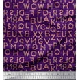 thumbnail image 1 of Soimoi Purple Rayon Crepe Fabric Floral Alphabet Text Fabric Prints By Yard 46 Inch Wide, 1 of 3