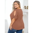 thumbnail image 7 of SHOWMALL Plus Size Tunic for Women Cold Shoulder Top Light coffee 5X Blouse Short Sleeve Clothing V Neck Shirts Summer Clothes, 7 of 7
