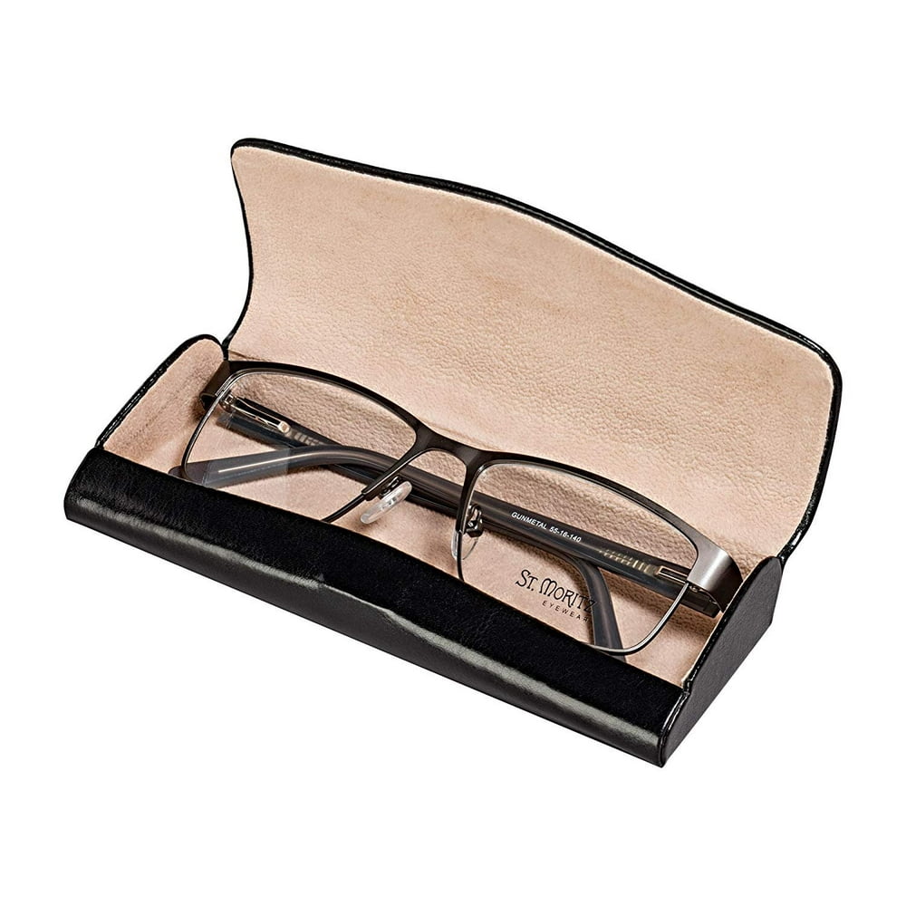 Glasses Case For Men And Women Hard Eyeglass Case Wmagnetic Closure In Faux Leather Brown 