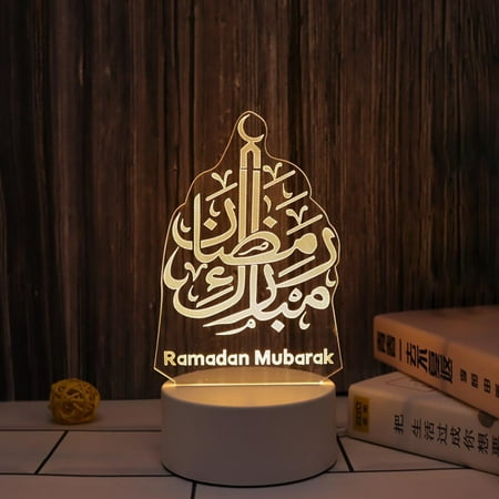 

Visland 3D Ramadan Mubarak Night Light Decor Muslim Atmosphere Lamp for Bedroom Living Room Eid al-Fitr Party Light Friends Believers Gifts