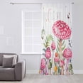 thumbnail image 3 of Mushroom Semi Sheer Curtains Drapes for Living Room, Bedroom, French Doors Window 72 Inches Long, Pink Butterfly Rustic Botanical Leaf Rod Pocket Chiffon Curtain Drapery Voile Draperies Panel, 3 of 6