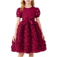 thumbnail image 2 of ATOGUTA Girls' Dresses Long Sleeve Birthday Holiday Wedding Party Princess Tulle Dress Size 4T-8, Wine, 2 of 6