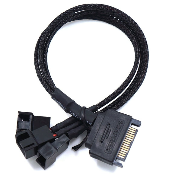 SATA to 4PIN Computer Fan Cable Suitable for 3pin/4pin 1*SATSA 4*4PIN Interface PVC Material Four