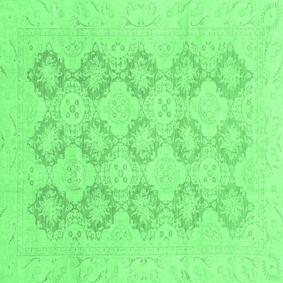 Ahgly Company Indoor Square Oriental Emerald Green Traditional Area Rugs, 7' Square