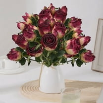 Bxaolu Artificial Flower Centrepieces for Tables - 6 Pcs Dusty Rose Fake Flowers Roses Bouquet 14.5" - Silk Faux Rose Arrangement for Wedding Party Centerpiece Table Decor(6Pack, Red)