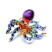 Handmade Swimming Octopus Art Glass Blown Sea Animal Figurine - No.3