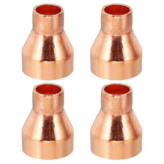 Uxcell 3/4" to 1/2" ID Copper Reducer, 4pcs Copper Reducing Coupling Pressure Fitting Pipe Tube Connector Adapter