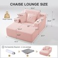 thumbnail image 5 of Leumius Oversized Chaise Lounge Chair Indoor,67'' Faux Fur Upholstered Boneless Sofa Bed,Deep Seat Sleeper Cloud Sofa with Cup Holders & 3 Pillows for Living Room, No Assembly Required,Pink, 5 of 15