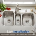 thumbnail image 3 of Houzer Medallion Gourmet 40 in Stainless Steel Undermount Triple Bowl Kitchen Sink with Strainer and Grid - MGT-4120-C, 3 of 11