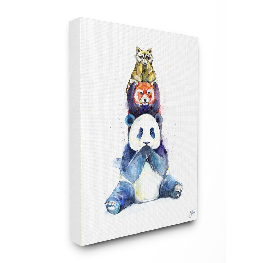 Stupell Industries See Hear Speak No Evil Cute Animal Watercolor Painting Canvas Wall Art by Marc Allante