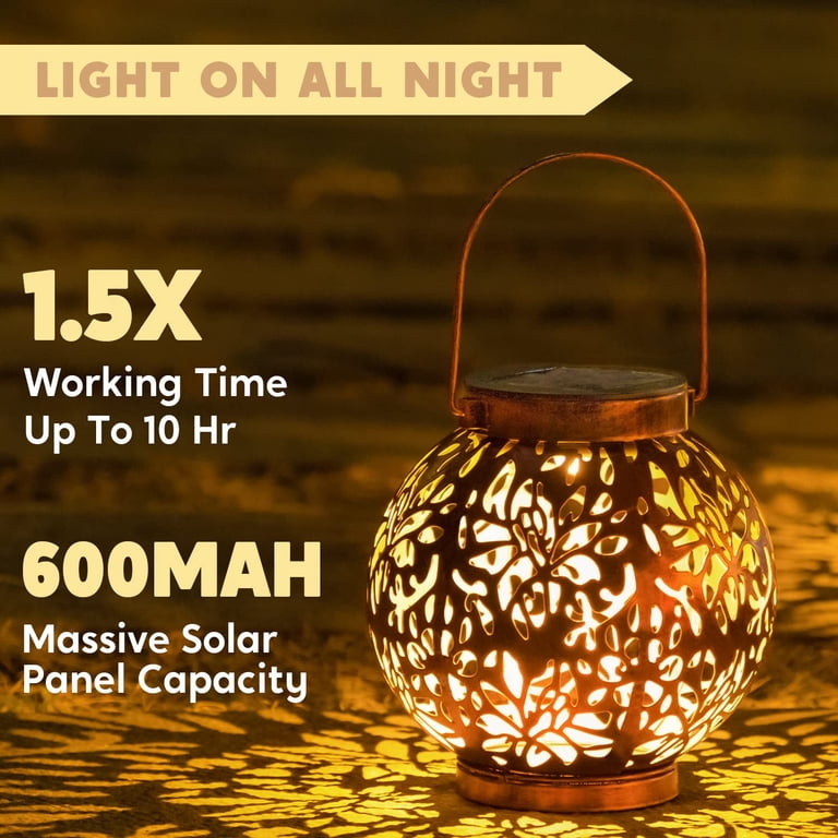 Joyfy Solar Hanging Lanterns, 2 Pack Bronze Moroccan photo 6