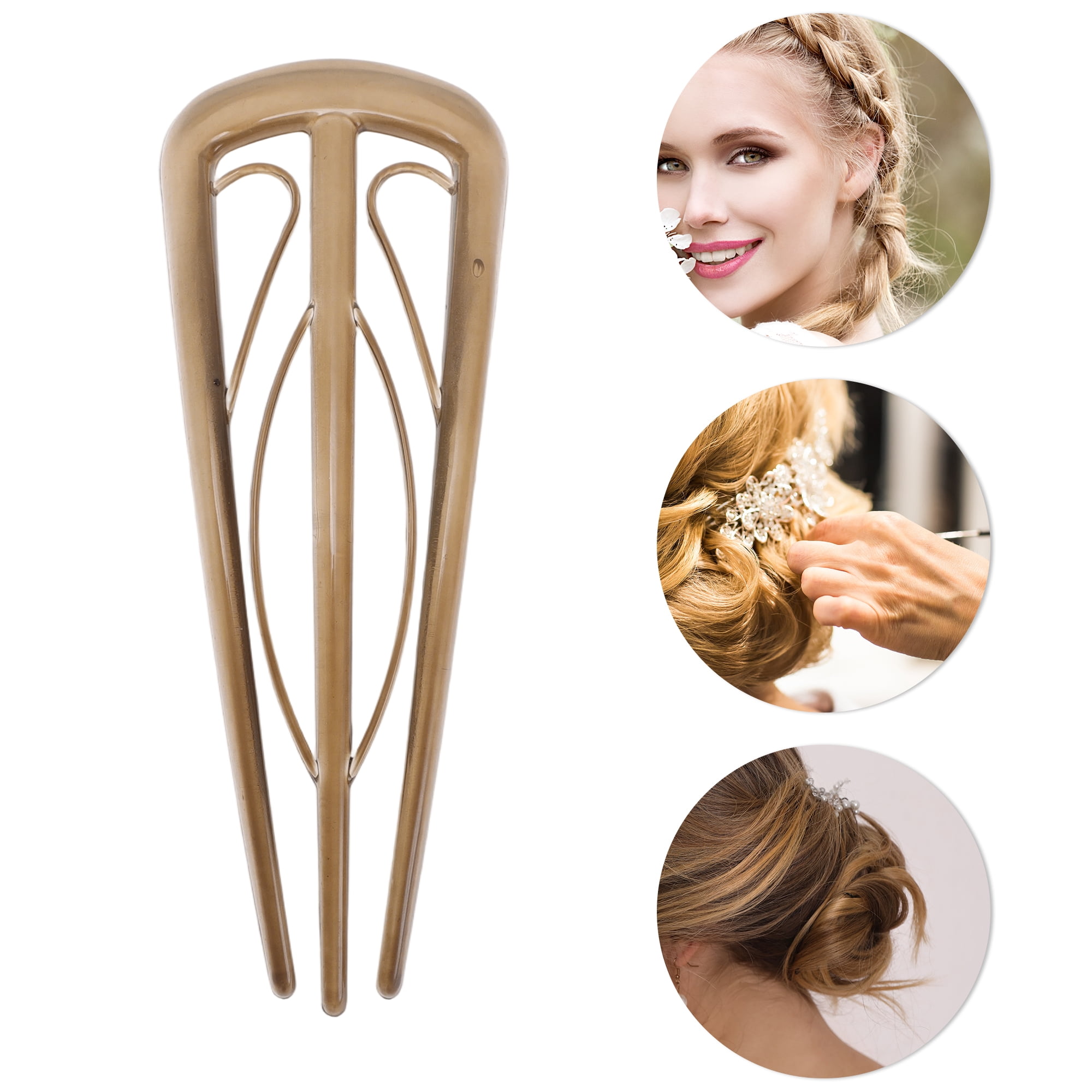 Unique Bargains U-shaped Hair Pin 4.33"x1.57" 1 Pcs Brown