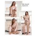 thumbnail image 3 of Silk Satin Pajamas for Women Set 2 Piece Silk Pjs Long Sleeve Top Cozy Sleepwear Silky Pajamas, 3 of 6