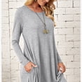 thumbnail image 4 of gakvbuo Fall Dresses For Women 2023 Plus Size Mini Dress Long Sleeve Women Round Neck Leisure Solid Color Pocket Long Sleeve Dress, 4 of 8