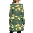 thumbnail image 4 of EANJE Christmas Fall Dresses for Women Christmas Printed Crew Neck Tunic Midi Dresses Long Sleeve Curved Split Hem Swing Dresses Relaxed Fit Everyday Winter Holiday Wear Outfits with Pockets Green M, 4 of 6