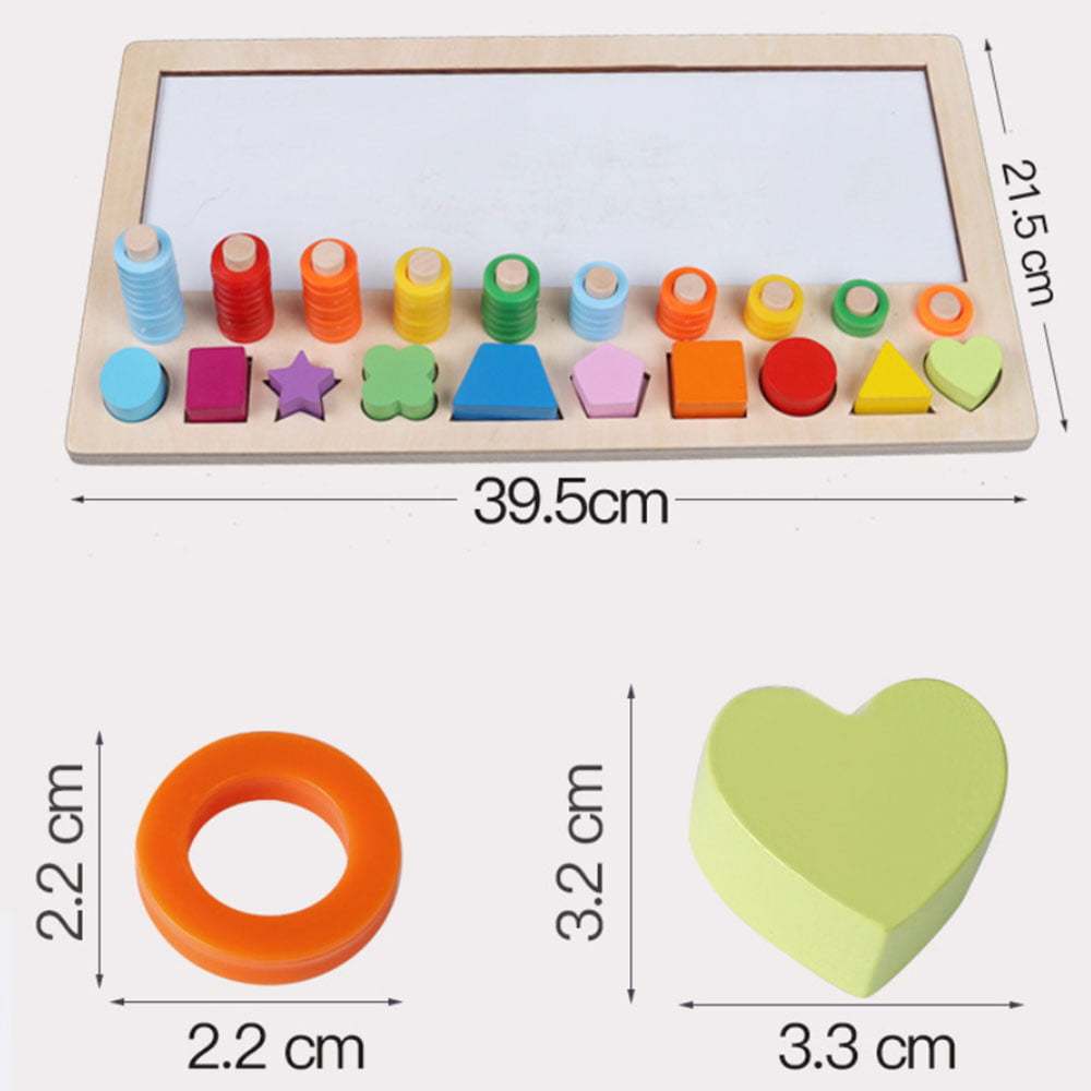 Preschool Wooden Montessori Toys Count Geometric Shape Cognition Match Baby 
