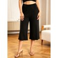 thumbnail image 4 of LMLYSoH Women’s High Rise Capri Pants Elastic Waist Solid Color Loose Fit Cropped Pants Trousers, 4 of 8