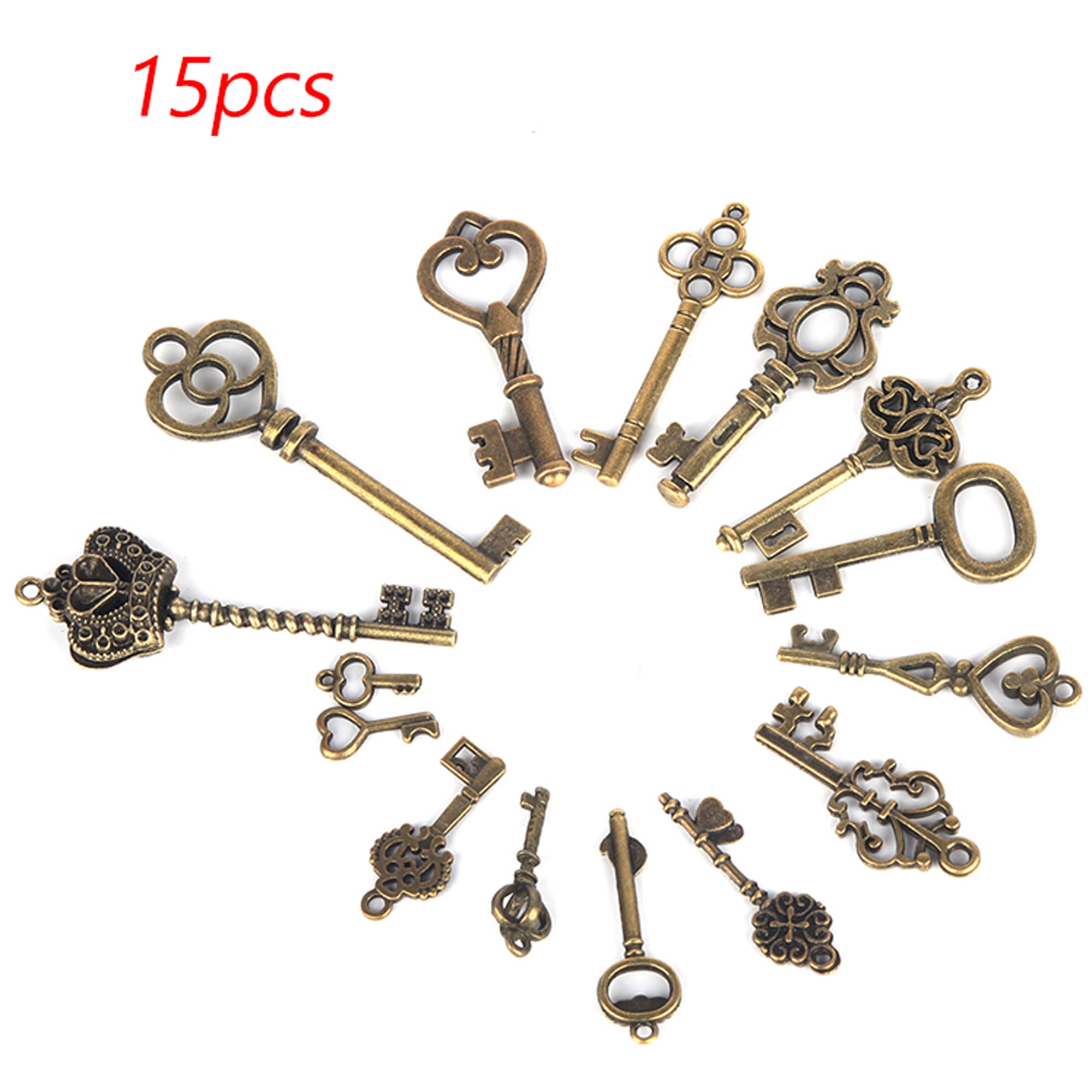 69pcs/Set Old Look Antique Skeleton Keys Vintage Style Charm Pendants Bronze Key 