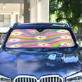 thumbnail image 5 of Foldable Car Windshield Sunshade UV Sun Visor Protector Blocks UV Rays Keeps Vehicle Cool 53x23.5 Inch Smiling Daisy on Multicolor Background, 5 of 8