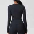 thumbnail image 6 of Htigea Crew Neck Long Sleeve Tops for Women Quick Dry Tshirt Undershirt | Soft Comfy, Slim Fit, Workout Yoga Gym Tees Black M, 6 of 9