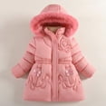 thumbnail image 2 of KAUOD Girls Bow Hooded Puffer Coats Winter Padded Parka Windproof Jackets Kids Toddler Cute Warm Zip up Down Outwear, 2 of 9