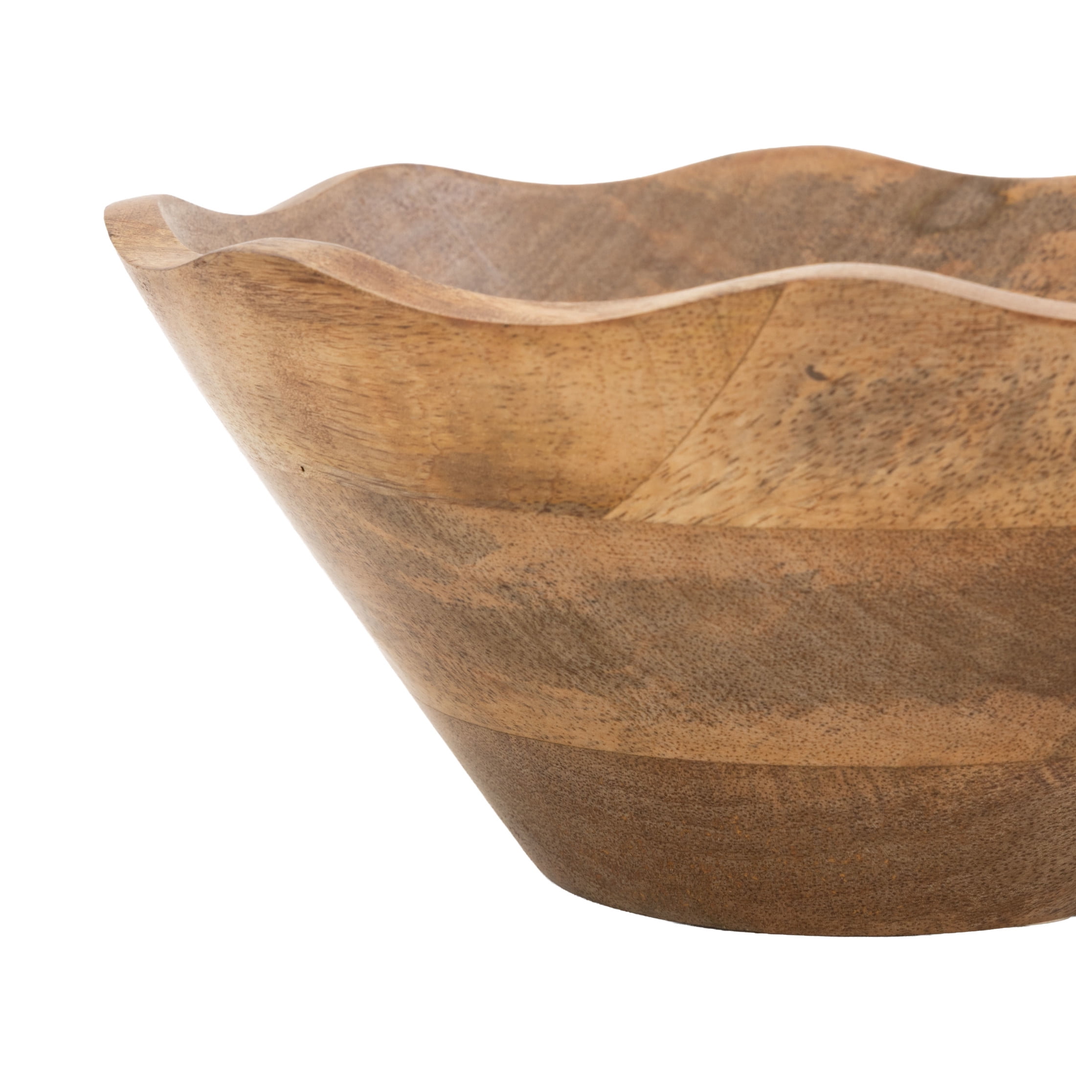 DecMode 12", 9", 6"W Handmade Round Floral Brown Mango Wood Decorative Bowl, Set of 3