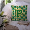 thumbnail image 3 of Letter P Football Green and Gold Fabric Decorative Pillow, 3 of 4