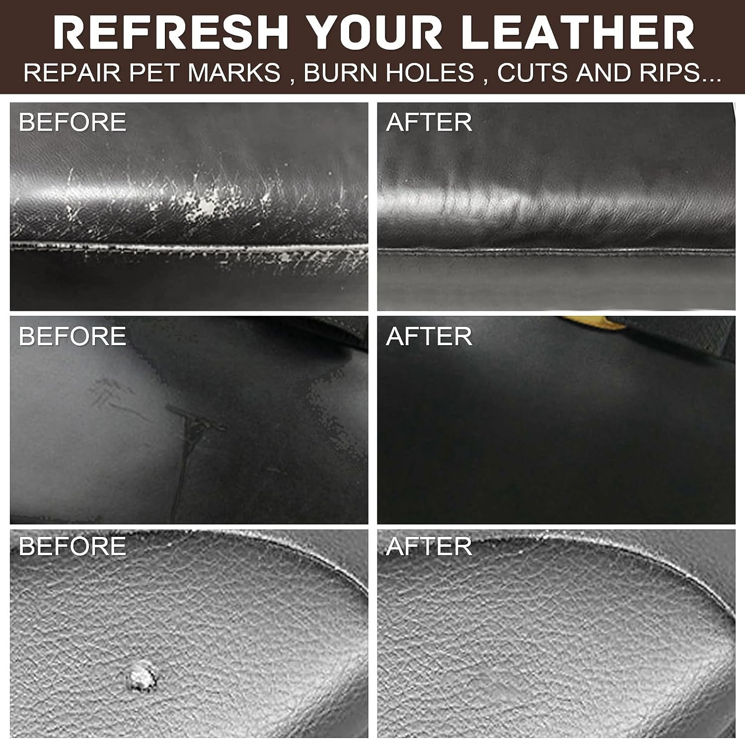 SEISSO Leather Recoloring Balm Black, Mink Oil Leather Conditioner & Leather Filler Cream, Leather and Vinyl Repair Kit for Furniture, Restore Couches, Car Seats, Sofa, Purse, Scratch, Peeling