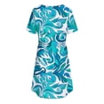 thumbnail image 7 of Nmnitkp Dresses for Women Casual Summer T-Shirt Dress, V-Neck Short Sleeve Empire Waist Loose Fit Flowy Mini Dress with Pockets, Solid Color for Everyday & Vacation Wear Light Blue,M, 7 of 7