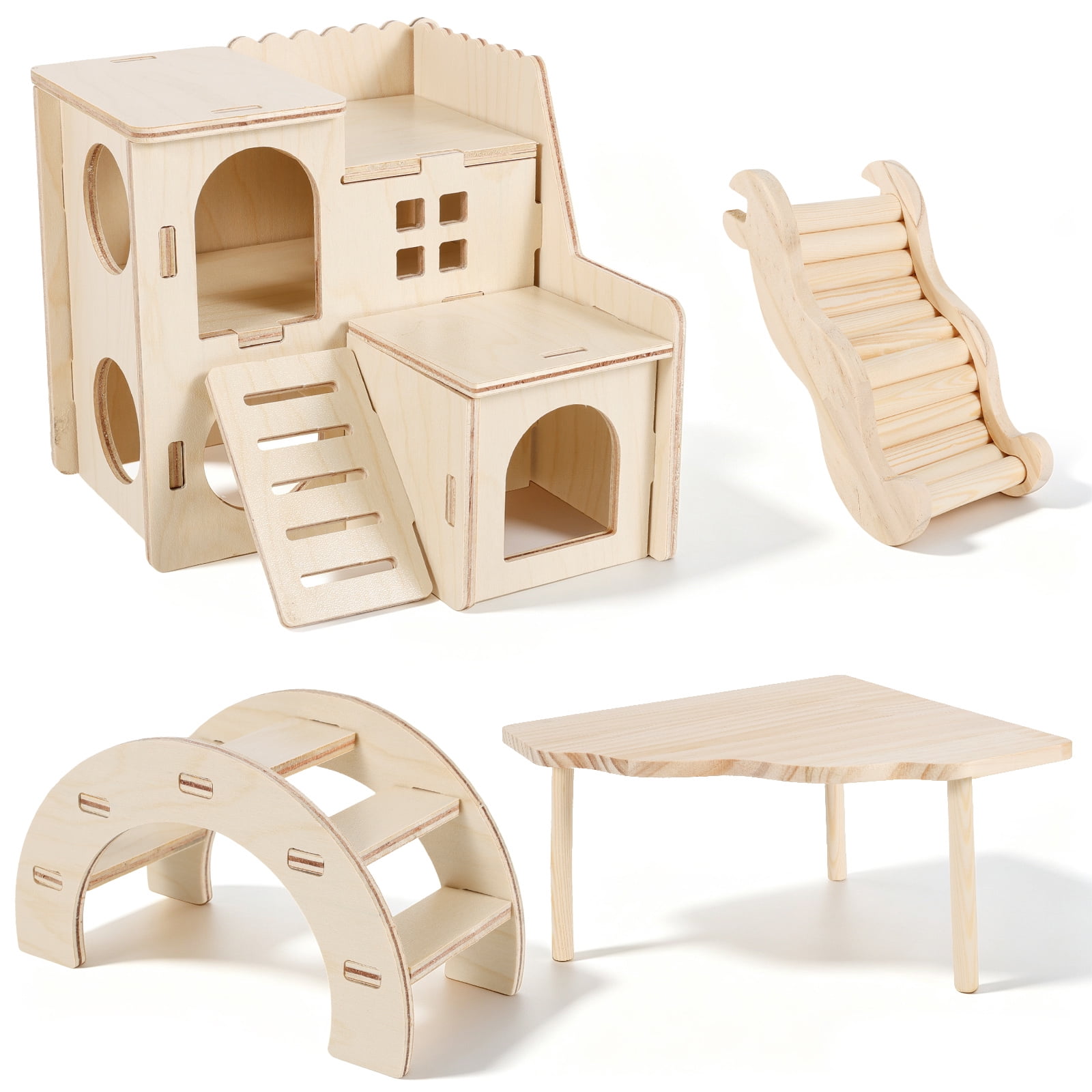 Hamster House Set Wood for Dwarf Gerbil Mouse Mice Rat Small Animal