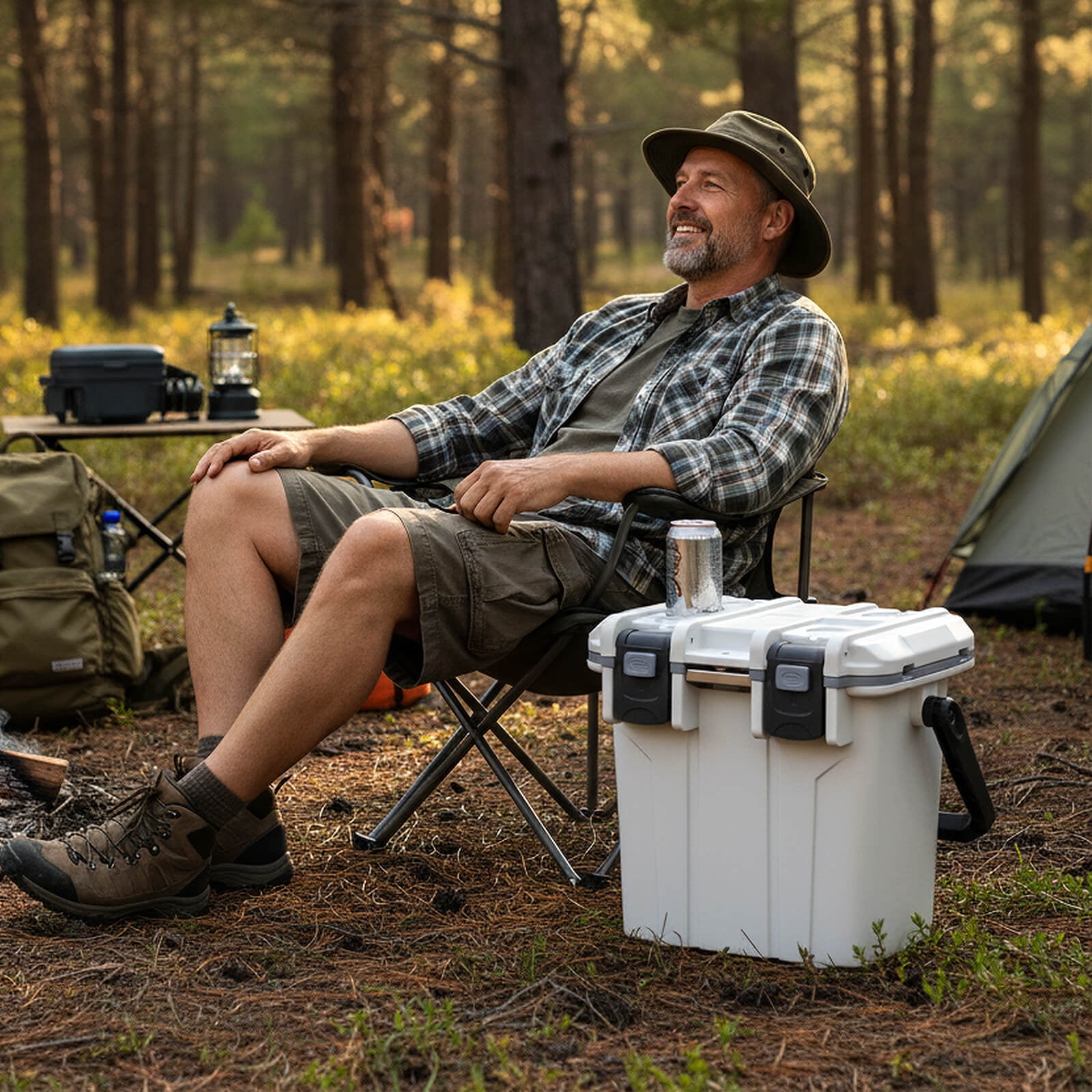 Costway 21 QT Ultra-Light Injection Molded Cooler with Swing-up Handle & Bottle Opener White