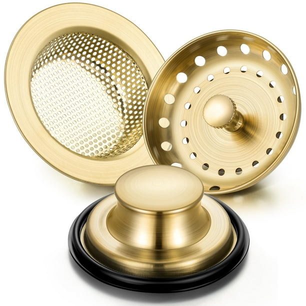 Colador y tapón de desagüe para fregadero de cocina, acero inoxidable