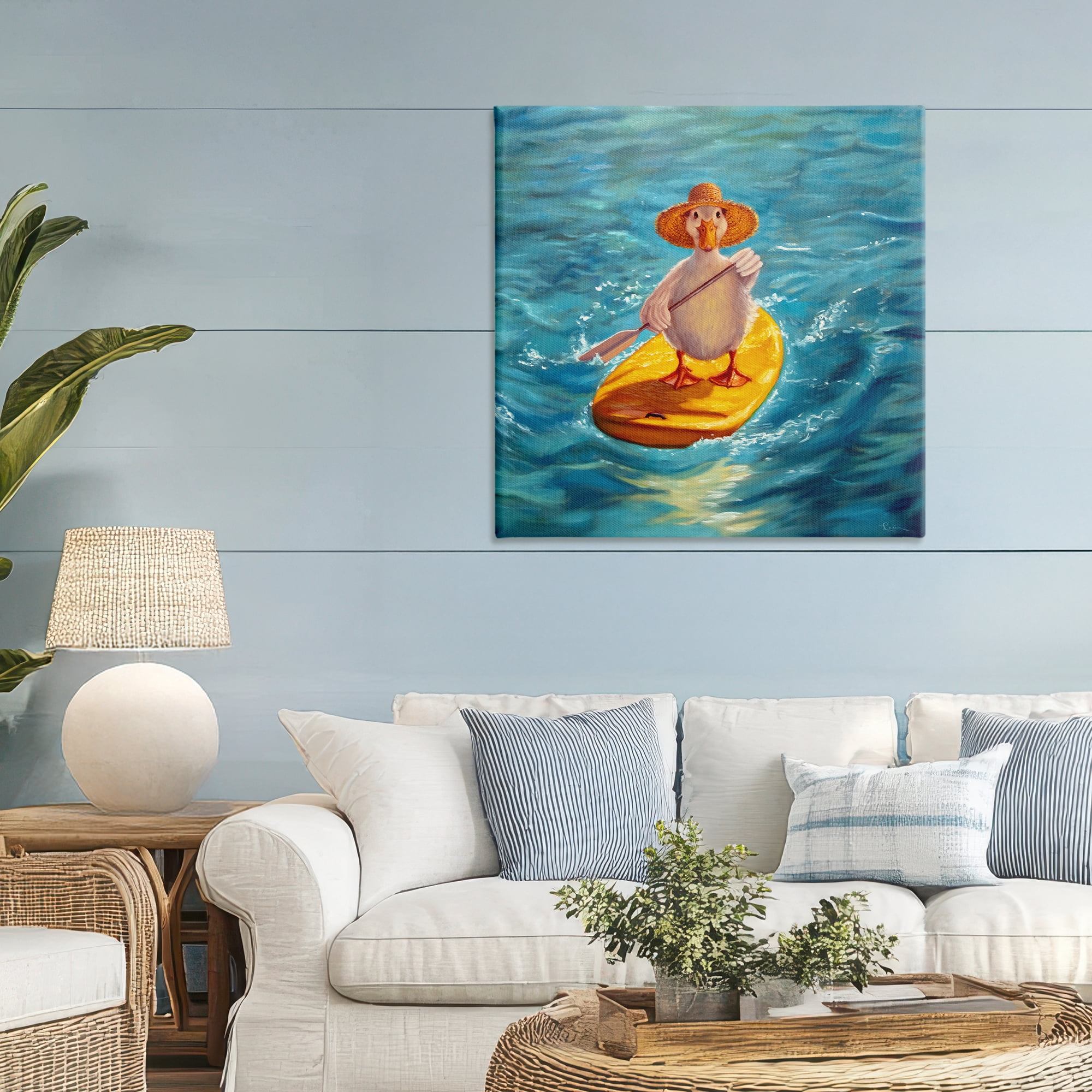 Stupell Industries The Paddler Duck with Straw Hat Canvas Wall Art, design by Lucia Heffernan
