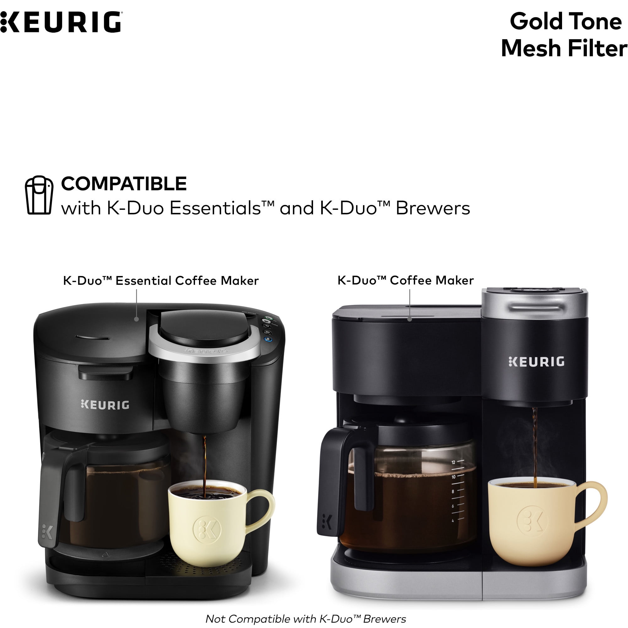 Permanent Coffee Filter Basket for Keurig K Duo Essentials and K Duo Brewers Machine by Delibru Keurig Mesh Coffee Filter Reusable 